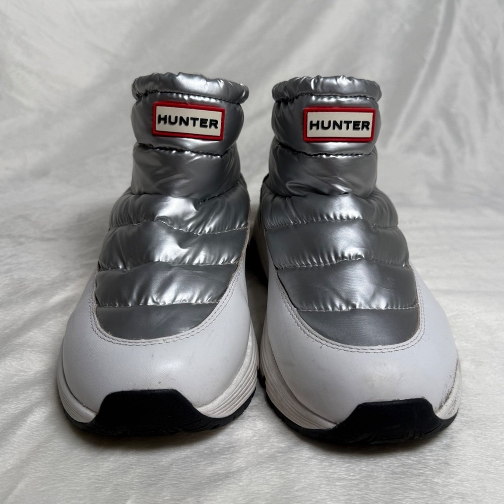 Hunter Intrepid Insulated Short Snow Boots Metallic Silver White US 10M HWANNE2